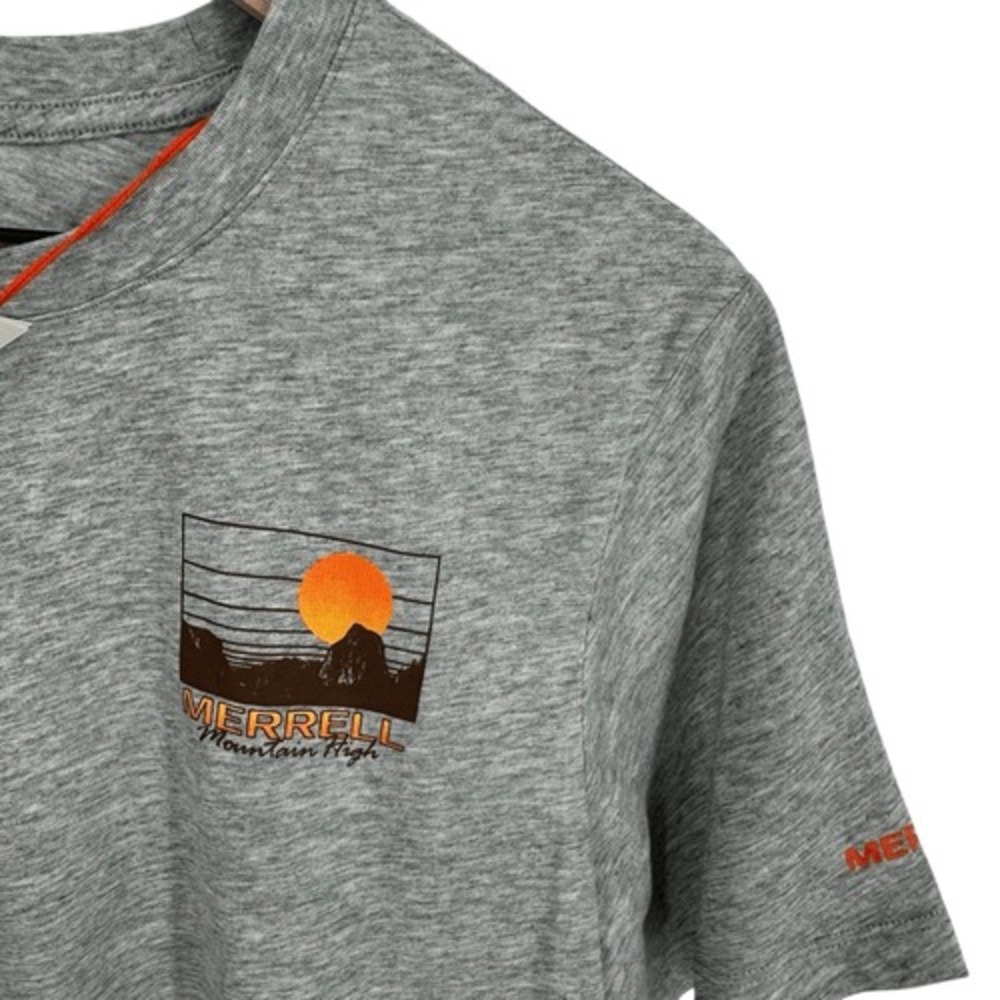 Merrell T-Shirt Men Medium Grey Heather Mono Mtn Tee Organic Cotton Mountain NWT - Picture 2 of 8